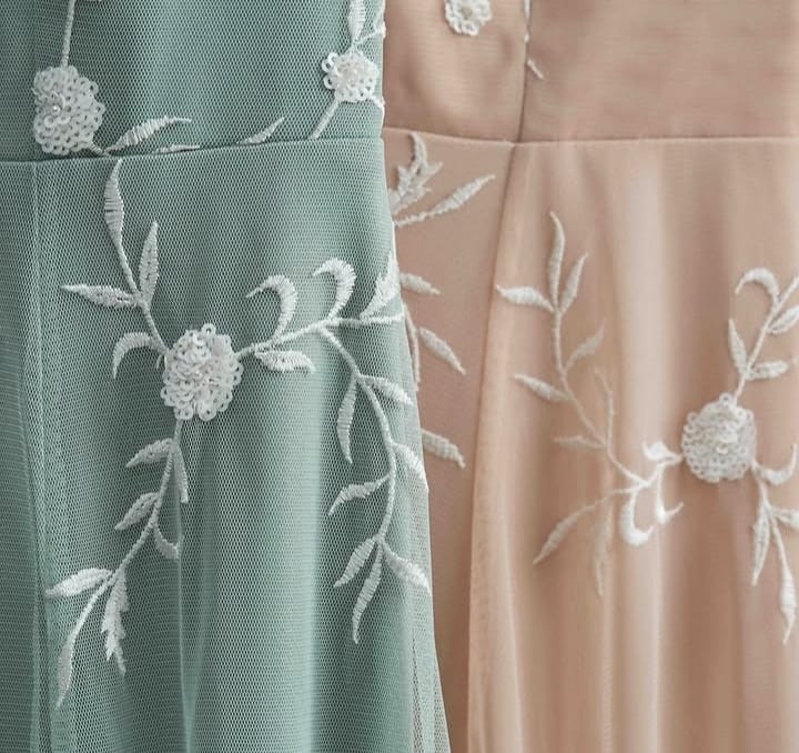 green and pink dresses