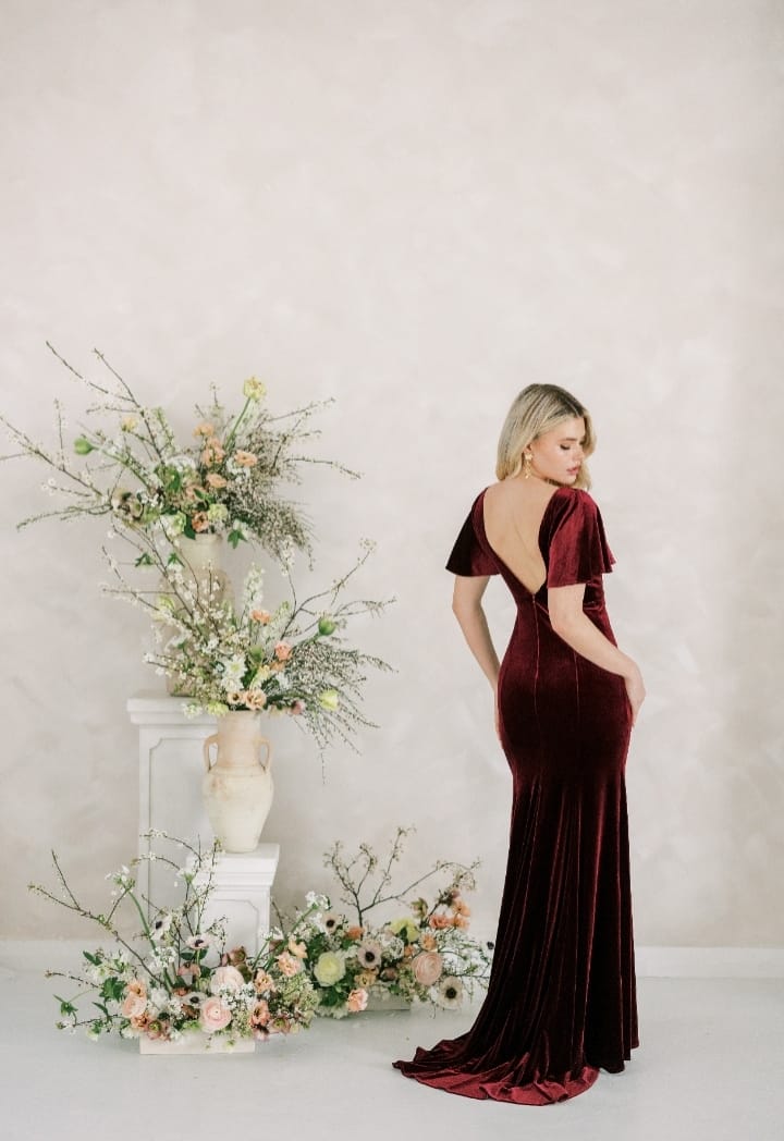 dark purple dress from the back