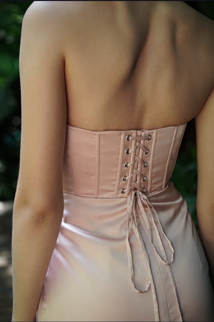 light pink dress from the back