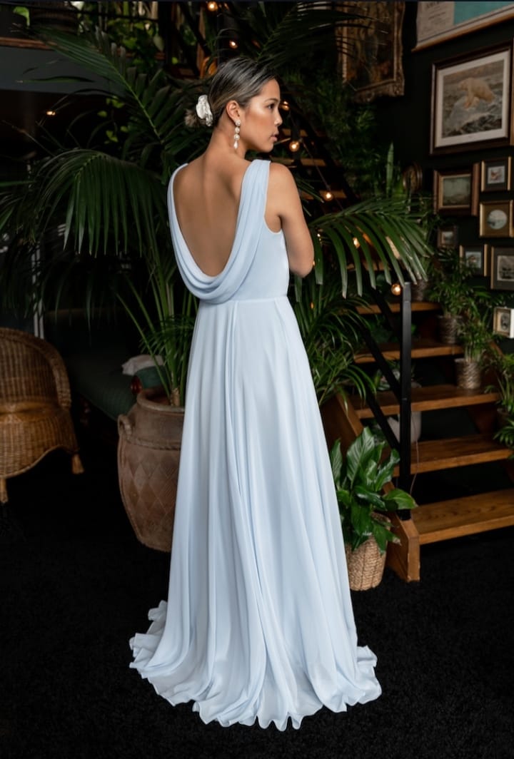 light blue dress from the back