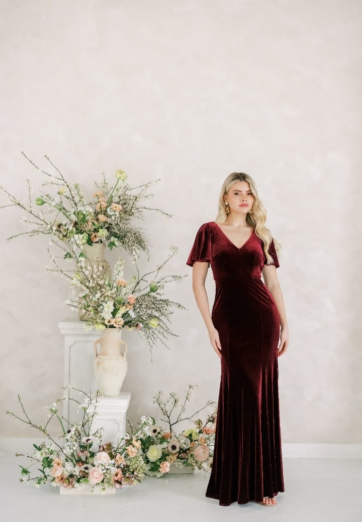 dark purple dress from the front