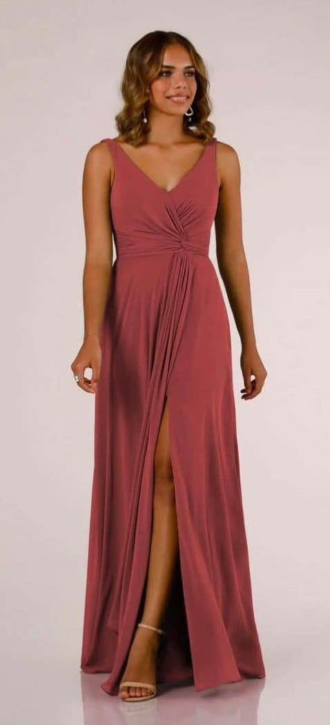 red / orange dress from the front
