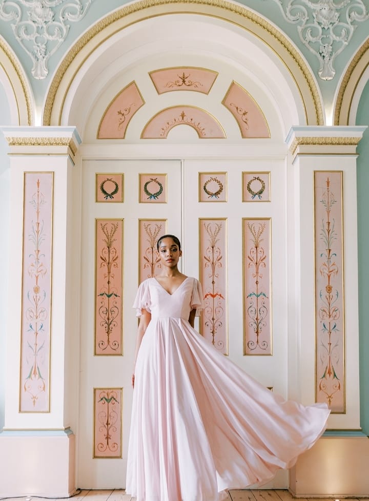 light pink dress from the front