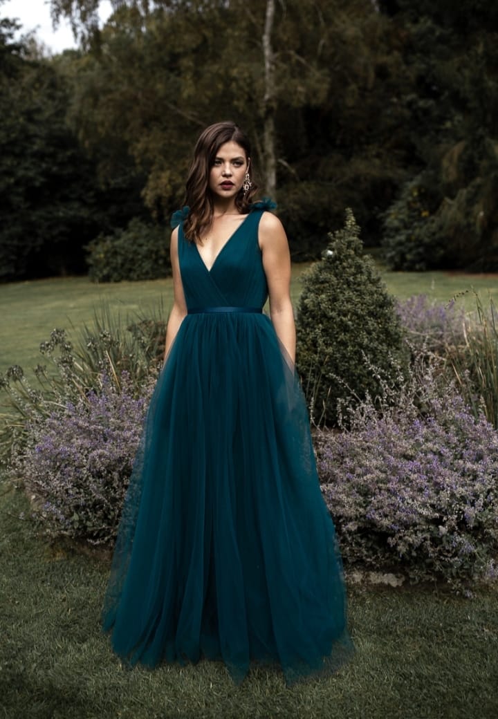 dark green dress from the front
